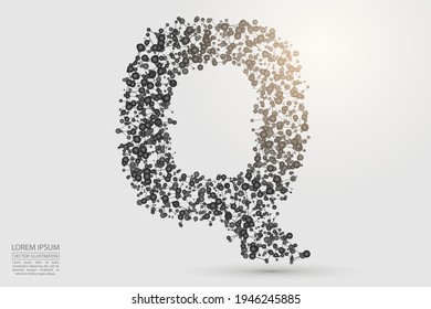 Abstrakte Buchstaben Schriftart besteht aus dreidimensionalen Dreiecken, Linien, Punkten und Spinnennetzen von Verbindungen. Vektorgrafik eps10.