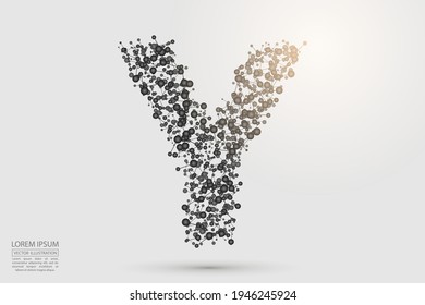 El tipo de letra de las letras abstractas está compuesto de triángulos tridimensionales, líneas, puntos y telarañas de conexiones. Ilustración vectorial eps 10.