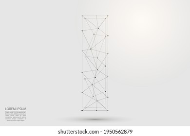 Abstract letters font is composed of three-dimensional triangles, lines, dots and spider webs of connections. Vector illustration eps 10.