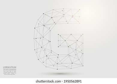 Abstract letters font is composed of three-dimensional triangles, lines, dots and spider webs of connections. Vector illustration eps 10.