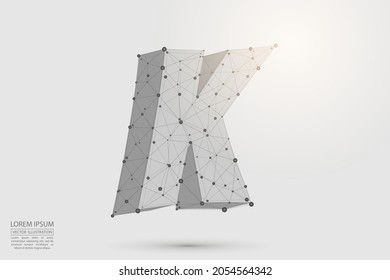 El tipo de letra de las letras abstractas está compuesto de triángulos tridimensionales, líneas, puntos y telarañas de conexiones. Ilustración vectorial eps 10.