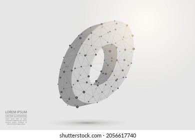 Abstract letters font is composed of three-dimensional triangles, lines, dots and spider webs of connections. Vector illustration eps 10.