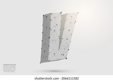 Abstract letters font is composed of three-dimensional triangles, lines, dots and spider webs of connections. Vector illustration eps 10.