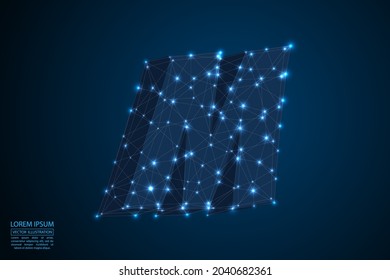 Abstract letters font is made up of triangles, lines, dots and connections. On a dark blue background, stars of the cosmic universe, meteorites, galaxies. Vector illustration eps 10.