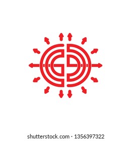 abstract letters gd stripes arrows line logo vector