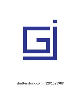 abstract letters gj geometric arrow square logo vector