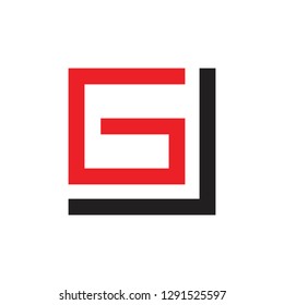 abstract letters gj geometric arrow square logo vector