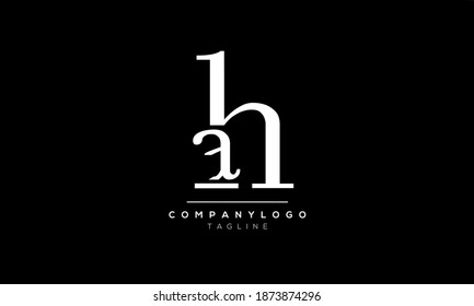 Abstract Letters A and H Linked Logo. Flat Vector Logo Design Template