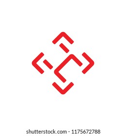 abstract letters hc square logo vector
