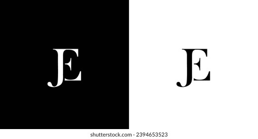 Abstract Letters logo monogram JE or EJ in black and white color