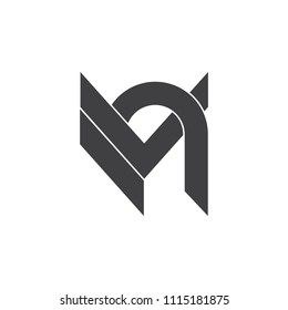 abstract letters mn geometric design logo vector