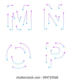 Abstract letters M,N,O,P logo design template