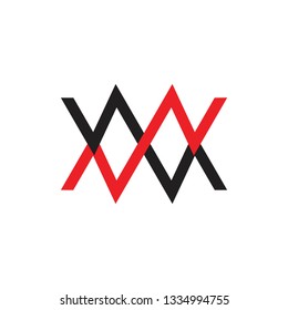 abstract letters mw linked line logo vector