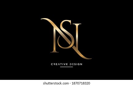 Abstract Letters NS, SN Logo Emblem Monogram Vector Template