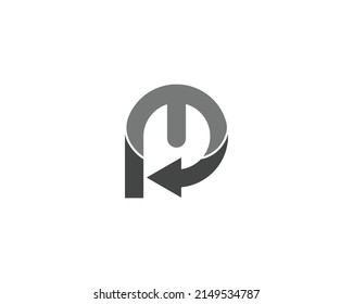 Abstract letters PM, MP Round Shape Logo design template. Minimalist abstract letter Monogram Vector Icon.