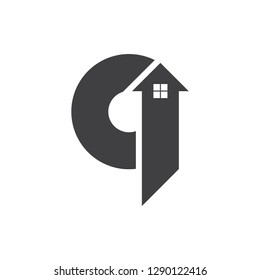 abstract letters q home arrow logo vector