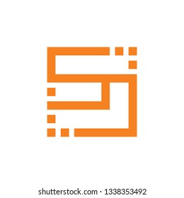 abstract letters sc dots geometric line logo vector