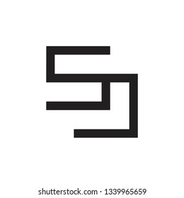 abstract letters sc geometric line logo vector