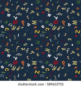 Abstract letters seamless pattern. Backdrop with letters. Lovely background for kids.