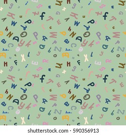 Abstract letters seamless pattern. Backdrop with letters. Lovely background for kids.