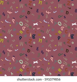 Abstract letters seamless pattern. Backdrop with letters. Lovely background for kids.