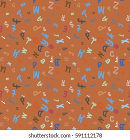 Abstract letters seamless pattern. Backdrop with letters. Lovely background for kids.