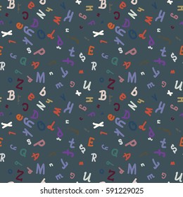 Abstract letters seamless pattern. Backdrop with letters. Lovely background for kids.