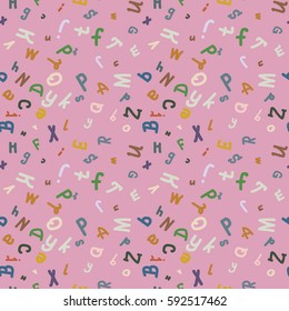 Abstract letters seamless pattern. Backdrop with letters. Lovely background for kids.