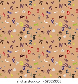 Abstract letters seamless pattern. Backdrop with letters. Lovely background for kids.