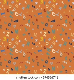 Abstract letters seamless pattern. Backdrop with letters. Lovely background for kids.