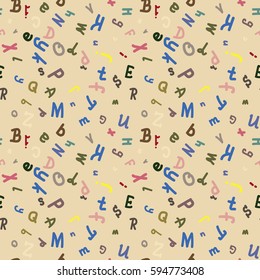 Abstract letters seamless pattern. Backdrop with letters. Lovely background for kids.