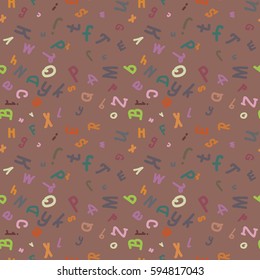 Abstract letters seamless pattern. Backdrop with letters. Lovely background for kids.