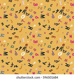 Abstract letters seamless pattern. Backdrop with letters. Lovely background for kids.