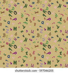 Abstract letters seamless pattern. Backdrop with letters. Lovely background for kids.