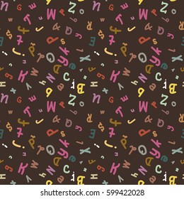 Abstract letters seamless pattern. Backdrop with letters. Lovely background for kids.