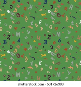 Abstract letters seamless pattern. Backdrop with letters. Lovely background for kids.
