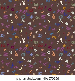 Abstract letters seamless pattern. Backdrop with letters. Lovely background for kids.