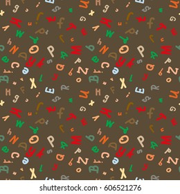 Abstract letters seamless pattern. Backdrop with letters. Lovely background for kids.