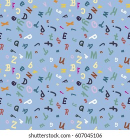 Abstract letters seamless pattern. Backdrop with letters. Lovely background for kids.