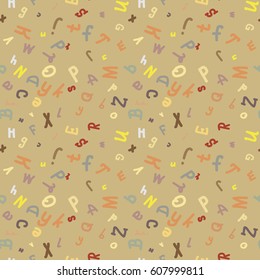 Abstract letters seamless pattern. Backdrop with letters. Lovely background for kids.