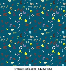 Abstract letters seamless pattern. Backdrop with letters. Lovely background for kids.