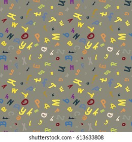 Abstract letters seamless pattern. Backdrop with letters. Lovely background for kids.