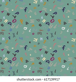 Abstract letters seamless pattern. Backdrop with letters. Lovely background for kids.