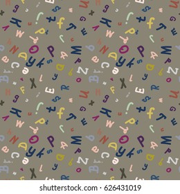 Abstract letters seamless pattern. Backdrop with letters. Lovely background for kids.