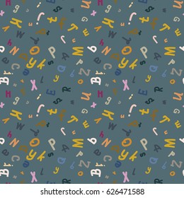 Abstract letters seamless pattern. Backdrop with letters. Lovely background for kids.