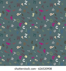 Abstract letters seamless pattern. Backdrop with letters. Lovely background for kids.