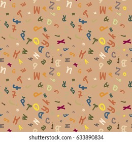Abstract letters seamless pattern. Backdrop with letters. Lovely background for kids.