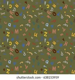 Abstract letters seamless pattern. Backdrop with letters. Lovely background for kids.