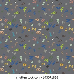 Abstract letters seamless pattern. Backdrop with letters. Lovely background for kids.