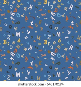 Abstract letters seamless pattern. Backdrop with letters. Lovely background for kids.